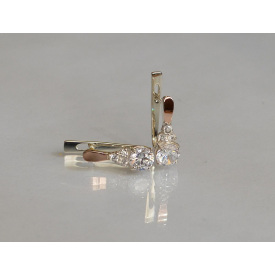Серебряные серьги Sil с золотом 140s-3 Прозрачный (Sil-691)
