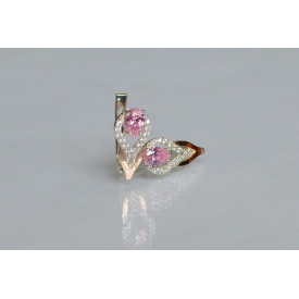 Срібні сережки Sil із золотими накладками 132s-7 Рожевий (Sil-722)