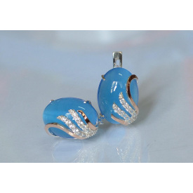Сережки зі срібла Sil із золотом 149s-7 Блакитний (Sil-1106)