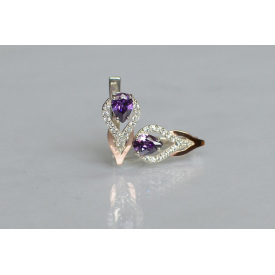 Срібна каблучка Sil з золотими накладками 132s-15 Аметист (Sil-730)