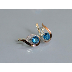 Серебряные серьги Sil с золотыми накладками 144s-4 Аквамарин (Sil-1159)