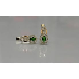 Серебряные серьги Sil с золотыми вставками 125s-6 Зеленый (Sil-790)