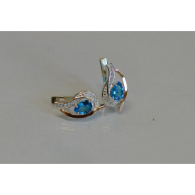 Серебряные серьги Sil с элементами золота 078s-14 Аквамарин (Sil-930)