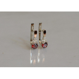 Серебряные серьги Sil с золотом 140s-2 Красный (Sil-690)