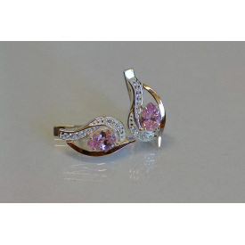 Серебряные серьги Sil с элементами золота 078s-1 Розовый (Sil-917)