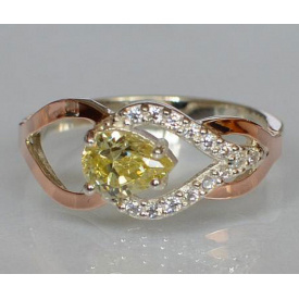 Срібна каблучка Sil з золотими вставками Жовтий (Sil-129)