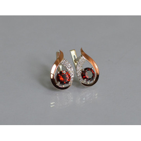 Срібна каблучка Sil з золотими накладками 144s-7 Гранат (Sil-1162)