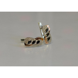 Серебряные серьги Sil с золотыми пластинами 120s-15 Черный (Sil-813)
