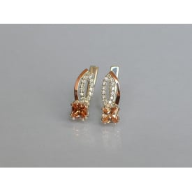 Серебряные серьги Sil с золотыми вставками 136s-4 Шампань (Sil-1238)