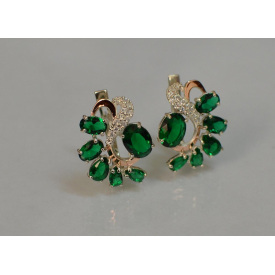 Срібна каблучка Sil з золотими накладками 153s-1 Зелений (Sil-1045)