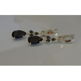 Серьги серебрянные Sil Myau с золотыми пластинами и фианитами 099s-12 Черный (Sil-683)