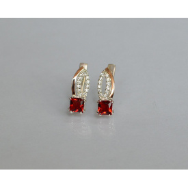 Срібні сережки з фіанітами 136s-3 Червоний (Sil-1237)