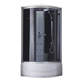 Душевой бокс полукруглый Lidz Tani 175x90, стекло тонированное 4 мм + поддон 90x90x29 (LTSB9090SATHIGHGR)