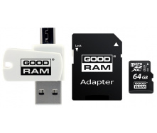 Карта памяти GoodRam MicroSDHC 64GB UHS-I Class 10 (M1A4-0640R12) + Adapter + CardReader (6561830)