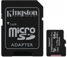 Карта памяти Kingston microSDXC 2х64GB Canvas Select Plus Class 10 UHS-I U1 V10 A1 (SDCS2/64GB-2P1A) + SD адаптер (6531460)