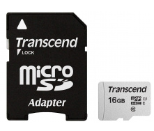 Карта памяти Transcend microSDHC 16GB UHS-I U1 (TS16GUSD300S-A) + SD адаптер (6412858)