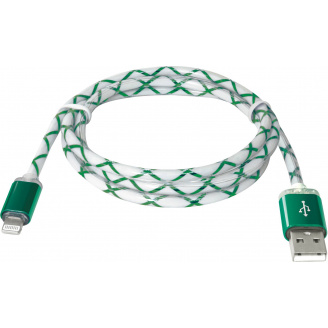 Кабель Defender ACH03-03LT USB(AM)-Lightning GreenLED Backlight 1m (6343365)