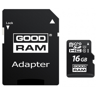 Карта памяти GoodRam microSDHC 16GB Class 10 UHS I (M1AA-0160R12) + SD адаптер (6440798)