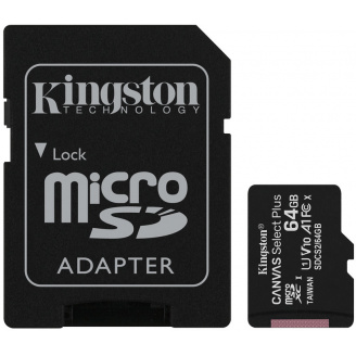 Карта памяти Kingston microSDXC 2х64GB Canvas Select Plus Class 10 UHS-I U1 V10 A1 (SDCS2/64GB-2P1A) + SD адаптер (6531460)