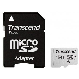 Карта памяти Transcend microSDHC 16GB UHS-I U1 (TS16GUSD300S-A) + SD адаптер (6412858)