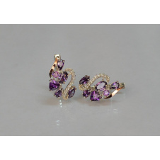 Серебряные серьги Sil с золотыми пластинами 152s-11 Фиолет (Sil-1070)