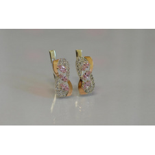 Серебряные серьги Sil с золотыми пластинами 120s-10 Розовый (Sil-808)