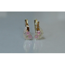 Серебряные серьги Sil с сердцами 112s-1 Розовый (Sil-895)