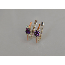Серебряные серьги Sil с золотыми вставками 134s-10 Фиолет (Sil-1197)