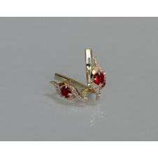 Серебряные серьги Sil с золотыми накладками 128s-8 Красный (Sil-1036)