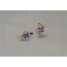 Серебряные серьги Sil с золотыми накладками 118s-16 Фиолет (Sil-832)