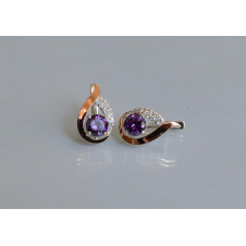 Серебряные серьги Sil с золотыми накладками 144s-11 Фиолетовый (Sil-1166)