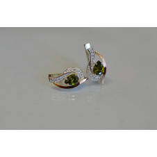 Серебряные серьги Sil с элементами золота 078s-2 Олива (Sil-918)