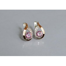 Серебряные серьги Sil с золотыми накладками 144s-8 Розовый (Sil-1163)