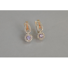 Серебряные серьги Sil с золотыми пластинами 135s-3 Фиолет (Sil-1174)