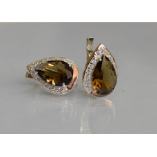 Серебряные серьги Sil с золотыми пластинами 038s2-4 Коричневый (Sil-1208)