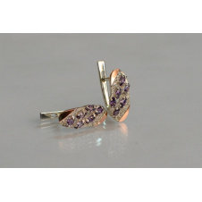 Серебряные серьги Sil с золотыми пластинами 116s-9 Фиолет (Sil-1259)