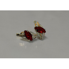 Серебряные серьги Sil с золотыми пластинами 114s-11 Гранат (Sil-843)