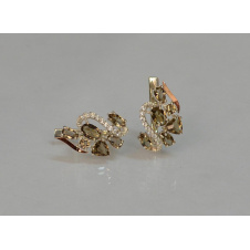 Серебряные серьги Sil с золотыми пластинами 152s-12 Коричневый (Sil-1071)