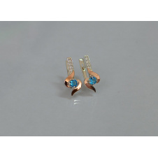 Серебряные серьги Sil с золотыми вставками 142s-17 Аквамарин (Sil-1144)