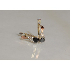 Серебряные серьги Sil с золотом 140s-11 Черный (Sil-699)
