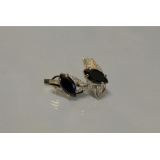 Серебряные серьги Sil с золотыми пластинами 114s-13 Черный (Sil-845)