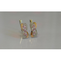 Серебряные серьги Sil с золотыми пластинами 120s-10 Розовый (Sil-808) Мукачево