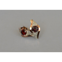 Серебряные серьги Sil с золотыми вставками 145s-9 Гранат (Sil-1021) Нововолинськ