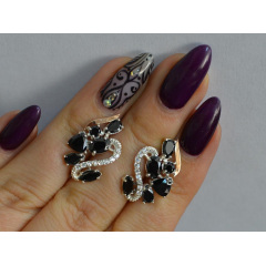 Серебряные серьги Sil с золотыми пластинами 152s-9 Черный (Sil-1068) Каменец-Подольский