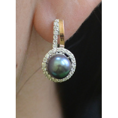 Серебряные серьги Sil с жемчугом 104s-2 Фианит (Sil-913) Харків