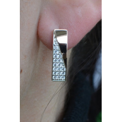 Серьги из серебра Sil с золотыми вставками 129s Прозрачный (Sil-814) Курінь