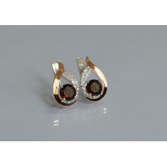 Серебряные серьги Sil с золотыми накладками 144s-5 Гранат (Sil-1160) Київ
