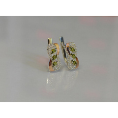 Серебряные серьги Sil с золотыми пластинами 120s-7 Олива (Sil-805) Костополь
