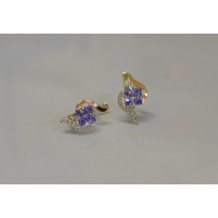 Серебряные серьги Sil с золотыми накладками 118s-16 Фиолет (Sil-832) Чорноморськ