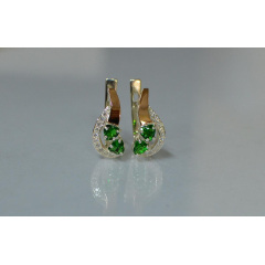 Серебряные серьги Sil с сердцами 112s-12 Зеленый (Sil-906) Кушугум
